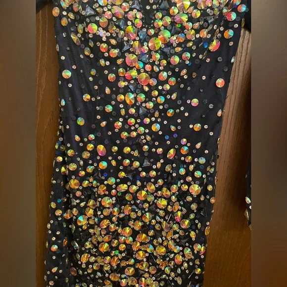 Bling! Bling! big Rhinestone Longsleeve dress Sz-O - Picture 5 of 13